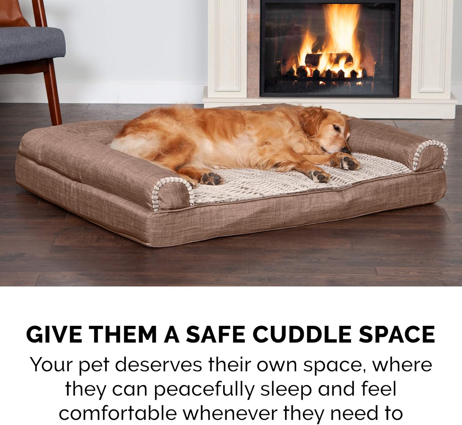 Furhaven Orthopedic, Cooling Gel, and Memory Foam Pet Beds for Small, Medium, and Large Dogs and Cats - Luxe Perfect Comfort Sofa Dog Bed, Performance Linen Sofa Dog Bed, and More