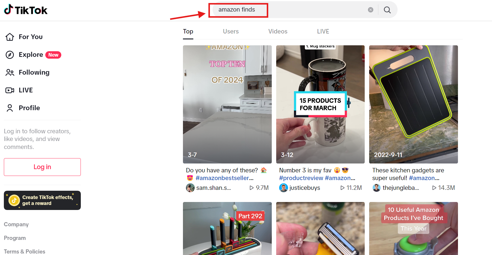 tiktok search