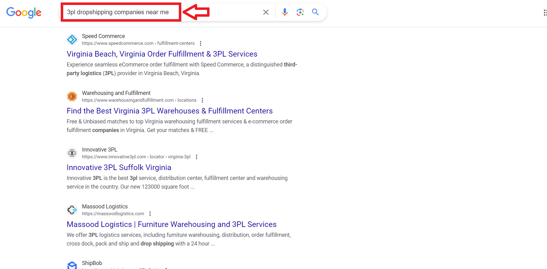 Google search 3pl companies near me