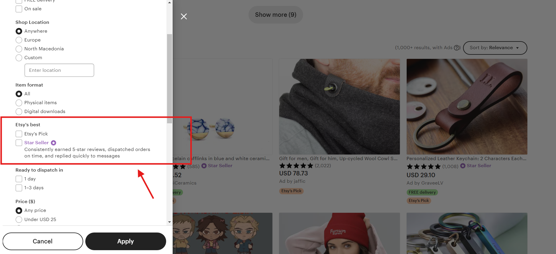 etsy filters