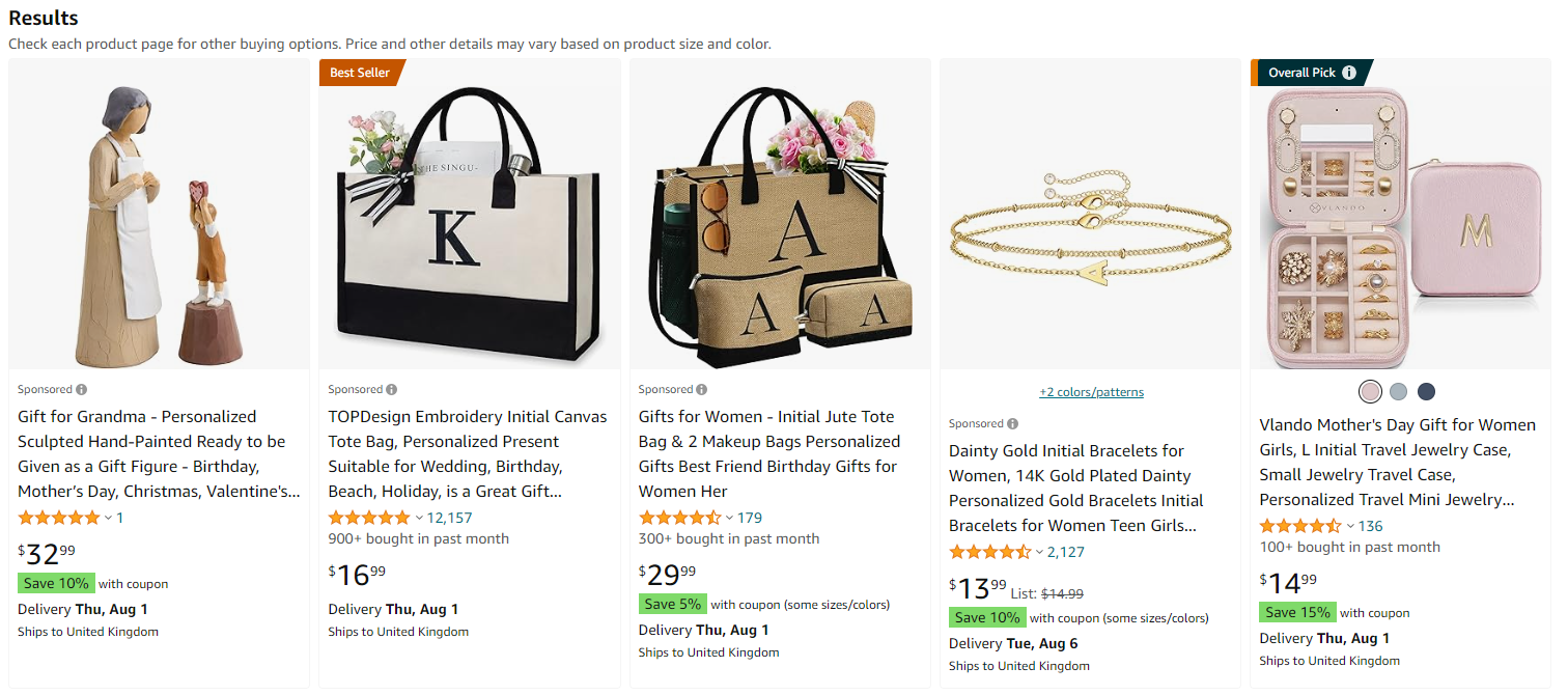 Personalized gifts, such as custom mugs, engraved jewelry, and personalized phone cases, are popular for special occasions and as unique presents.