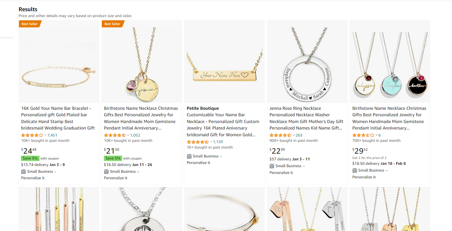 jewelry dropshipping personalized products